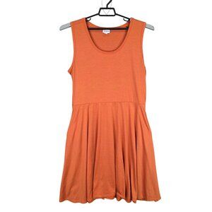 Womens LuLaroe Orange Nicki Sleeveless Swing Dress Pockets Polyester Size 2XL